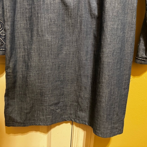 Chelsea & Violet Blue Denim Western Stitched Embroidered Dress Sz S - Picture 4 of 11